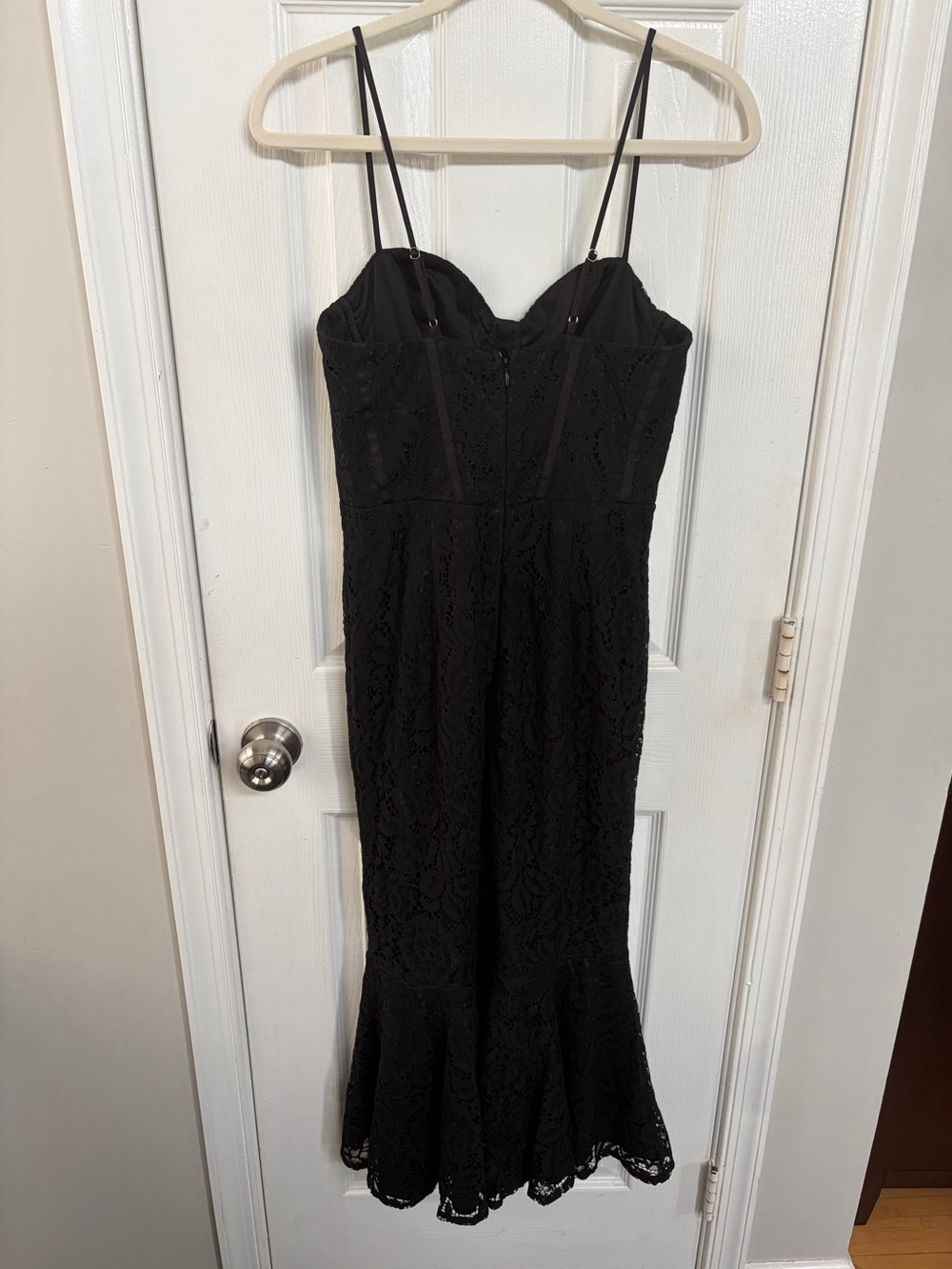 Lulus Found Your Love Black Lace Sleeveless Trumpet Midi Dress S - Picture 7 of 8